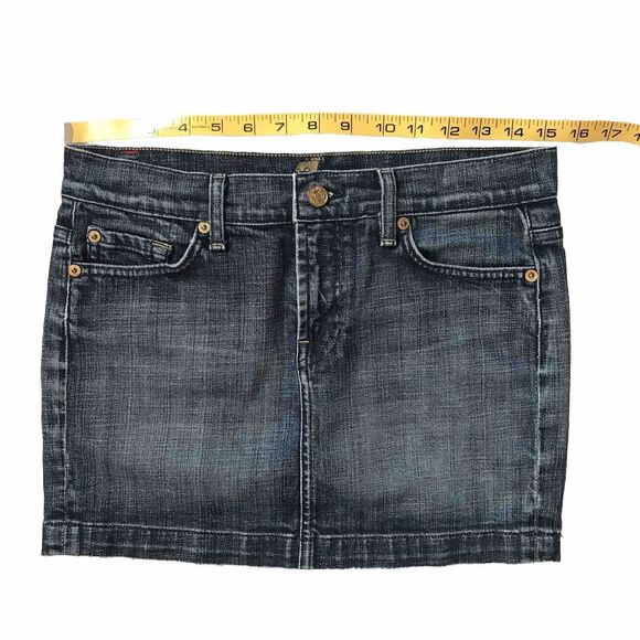 7 For All Mankind SFAM 27 Dark Wash Blue Jean Denim Mini Skirt Pockets USA Y2k - Picture 8 of 9